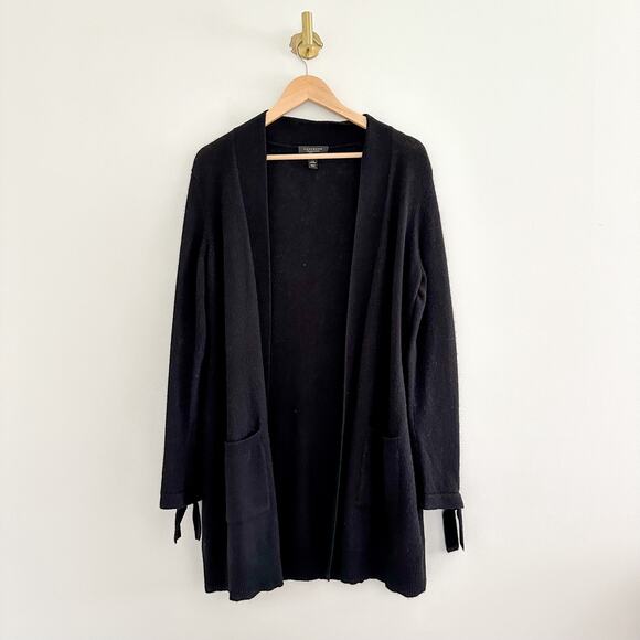 Charter Club Cashmere Open-Front Tie Sleeve Cardigan Sweater Black S - Picture 1 of 7